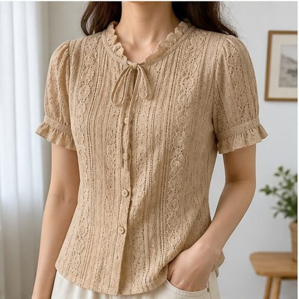 Sand Smocked Top - Picture 2 of 6